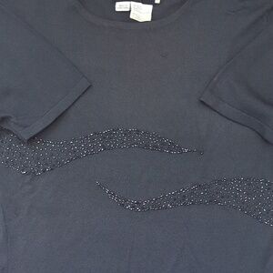 Dark Grey Short Sleeve Embellished Top Size S
